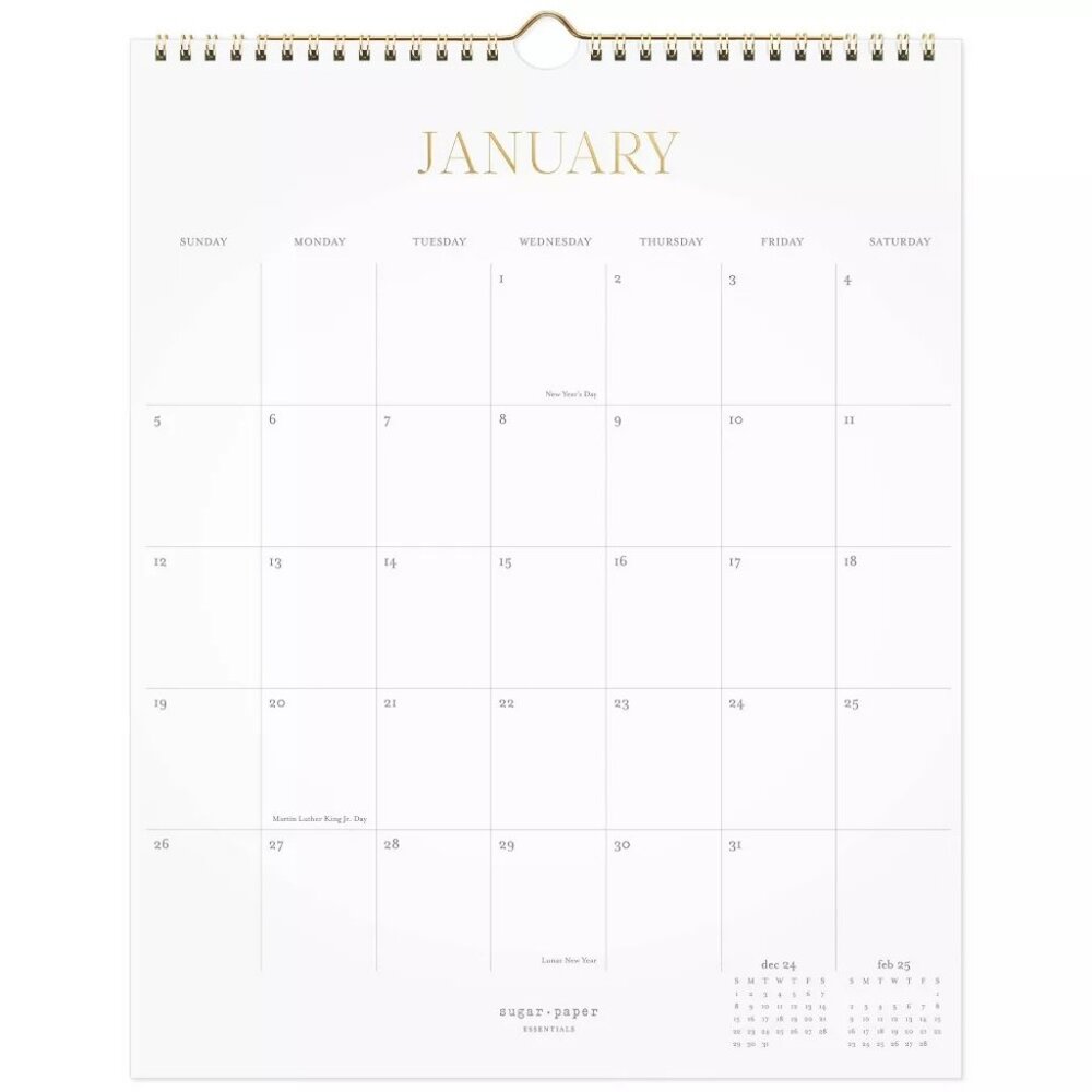 Sugar Paper Essentials Jul, 2024 - Jun, 2025 Vertical Wall Calendar 15.125"x12"